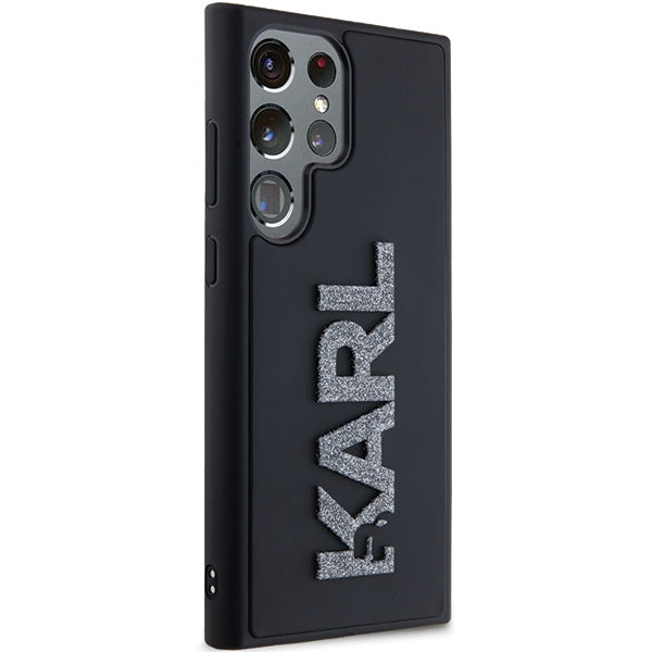 Kotelo Samsung Galaxy S24 Ultra S928:lle, Karl Lagerfeld, 3D Rubber Glitter Logo, Musta