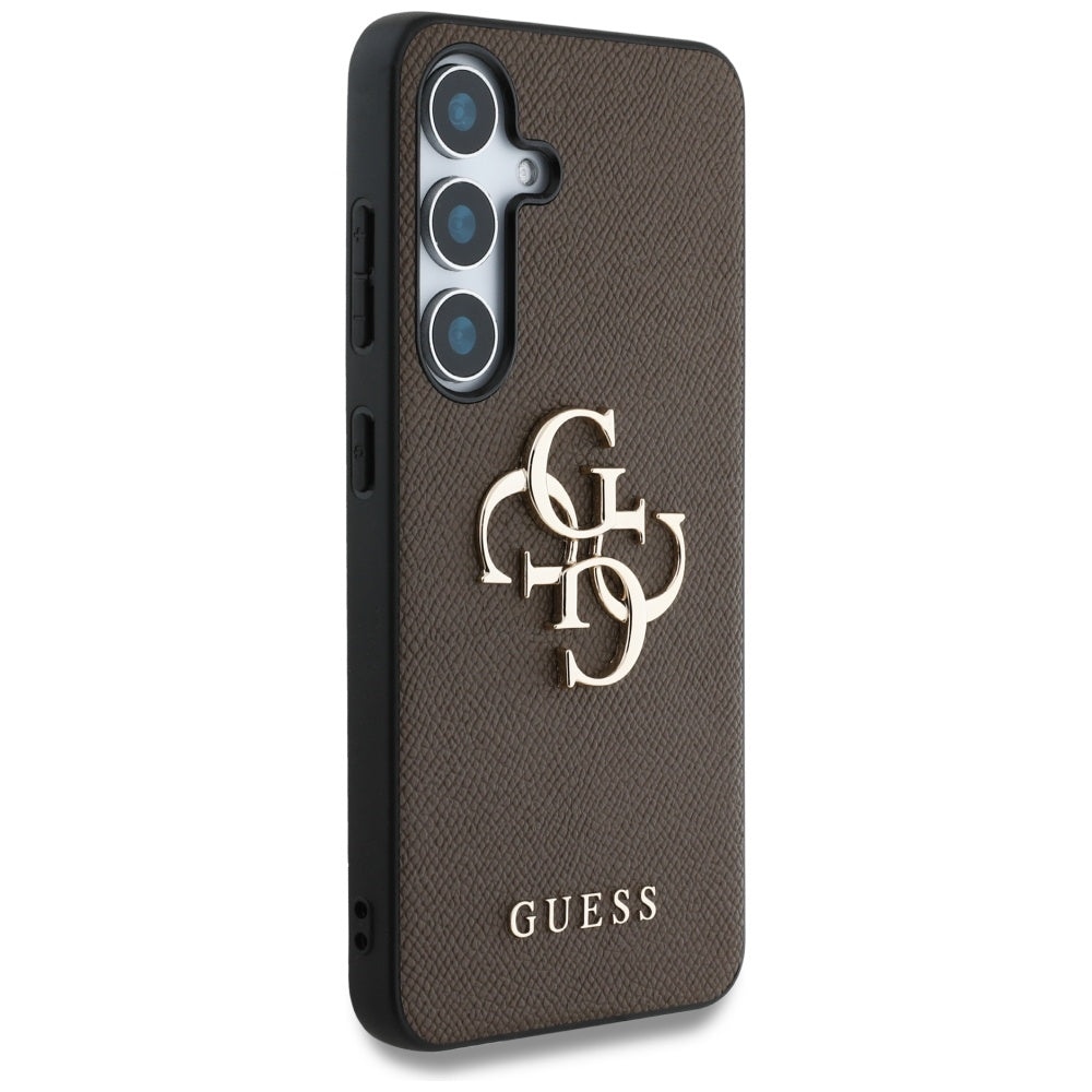 Case for Samsung Galaxy S25+ S936, Guess, 4G Grained Big and Classic Logo, Brown