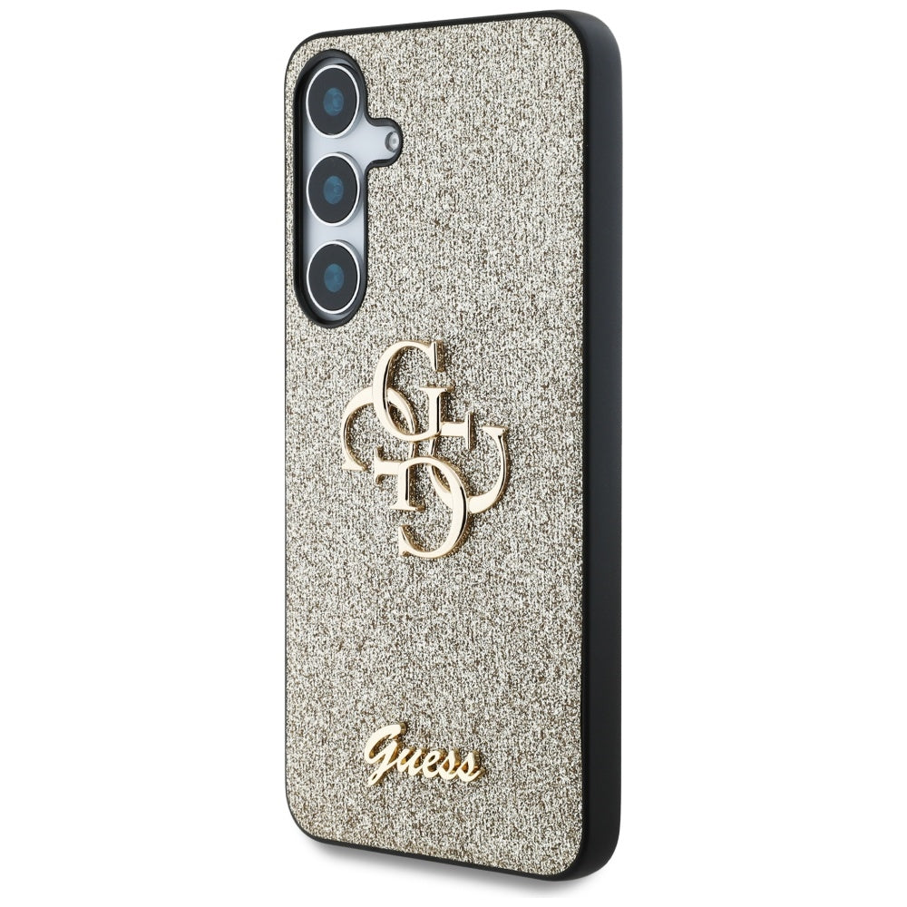 Kotelo Samsung Galaxy S25+ S936:lle, Guess, Glitter Big 4G Script, Kultainen
