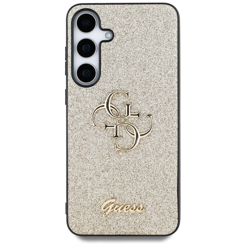 Kotelo Samsung Galaxy S25+ S936:lle, Guess, Glitter Big 4G Script, Kultainen