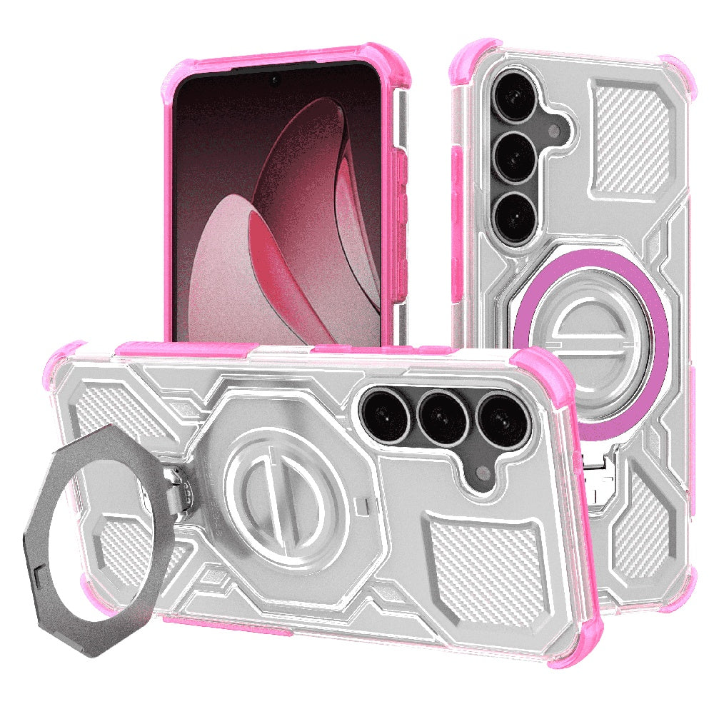 Kuori Samsung Galaxy S25+ S936:lle, Techsuit, Carbon Shield Pro, Vaaleanpunainen