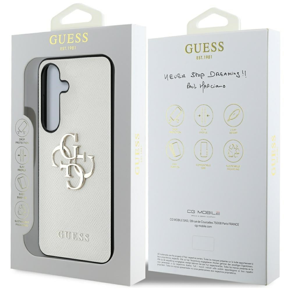 Suojakotelo Samsung Galaxy S25 S931:lle, Guess, 4G Grained Big and Classic Logo, Beige