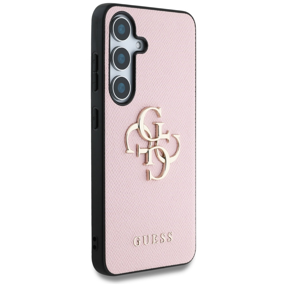 Suojakotelo Samsung Galaxy S25 S931:lle, Guess, 4G Grained Big and Classic Logo, Pinkki