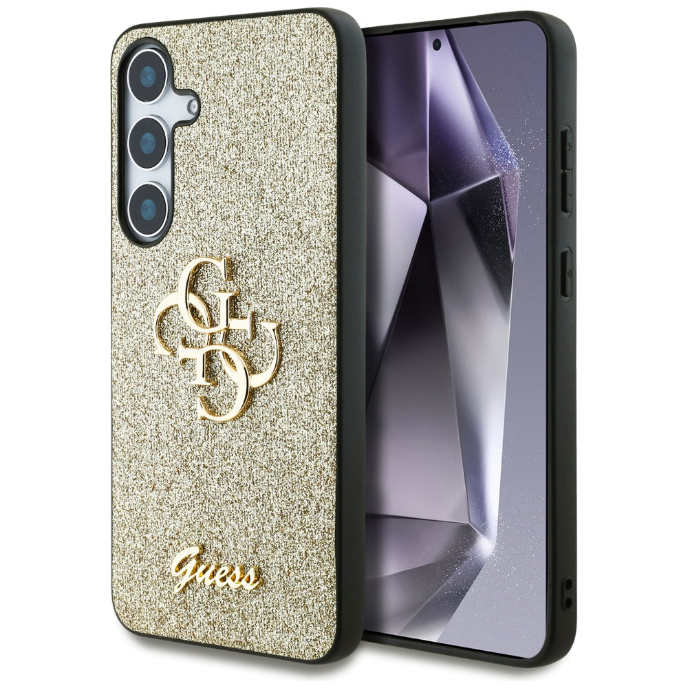 Suojakotelo Samsung Galaxy S25 S931:lle, Guess, Glitter Big 4G Script, Kultainen
