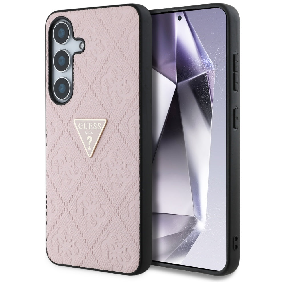 Kotelo Samsung Galaxy S25 S931:lle, Guess, Grained Hot Stamp 4G Triangle, Pinkki