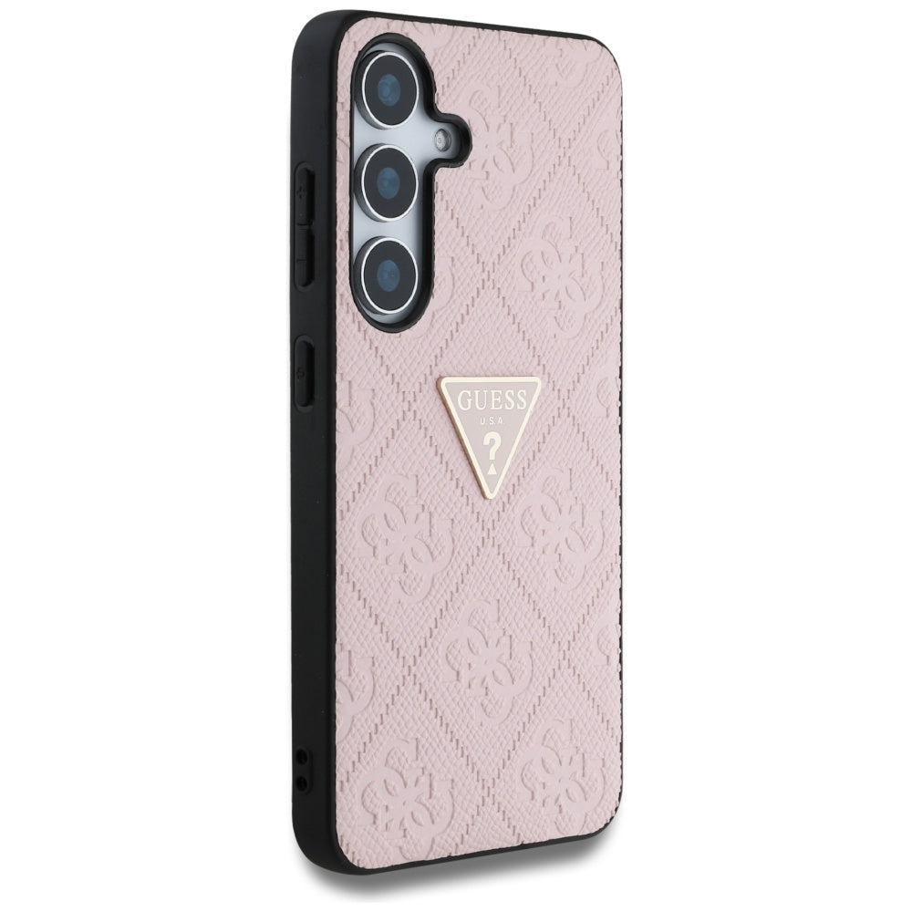 Kotelo Samsung Galaxy S25 S931:lle, Guess, Grained Hot Stamp 4G Triangle, Pinkki