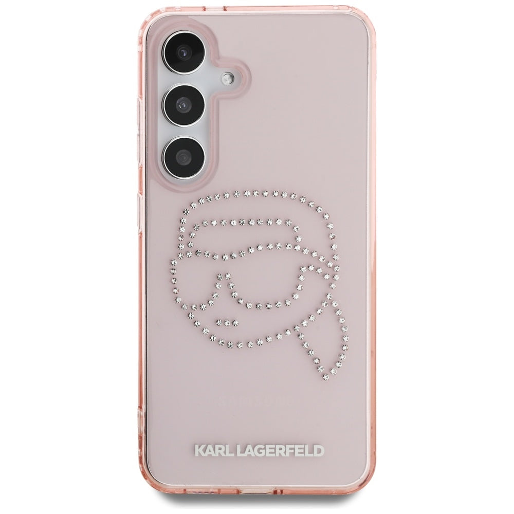 Kotelo Samsung Galaxy S25 S931:lle, Karl Lagerfeld, IML Rhinestones Karl's Head, Pinkki