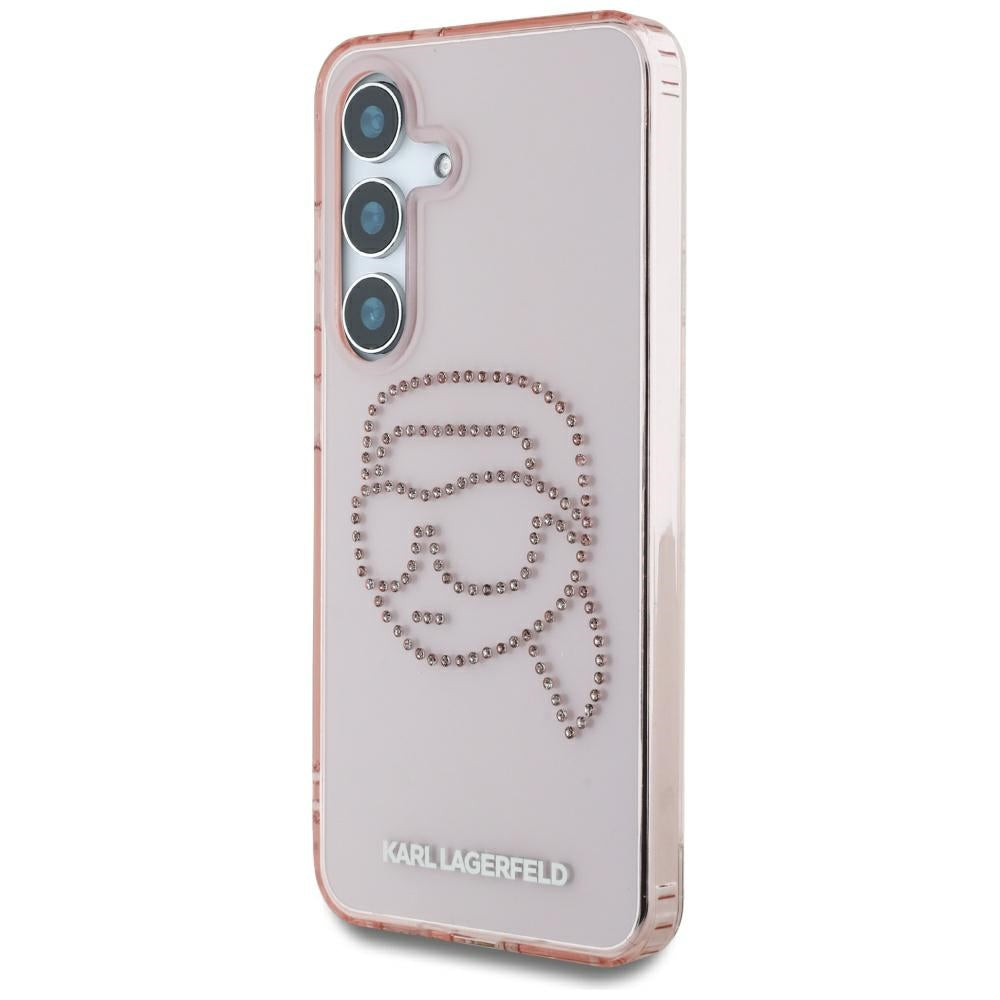 Kotelo Samsung Galaxy S25 S931:lle, Karl Lagerfeld, IML Rhinestones Karl's Head, Pinkki