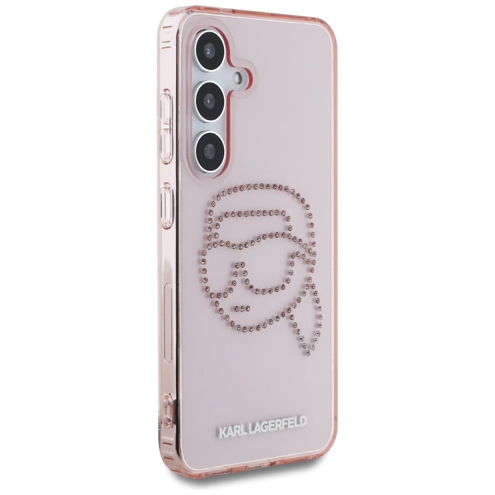 Kotelo Samsung Galaxy S25 S931:lle, Karl Lagerfeld, IML Rhinestones Karl's Head, Pinkki