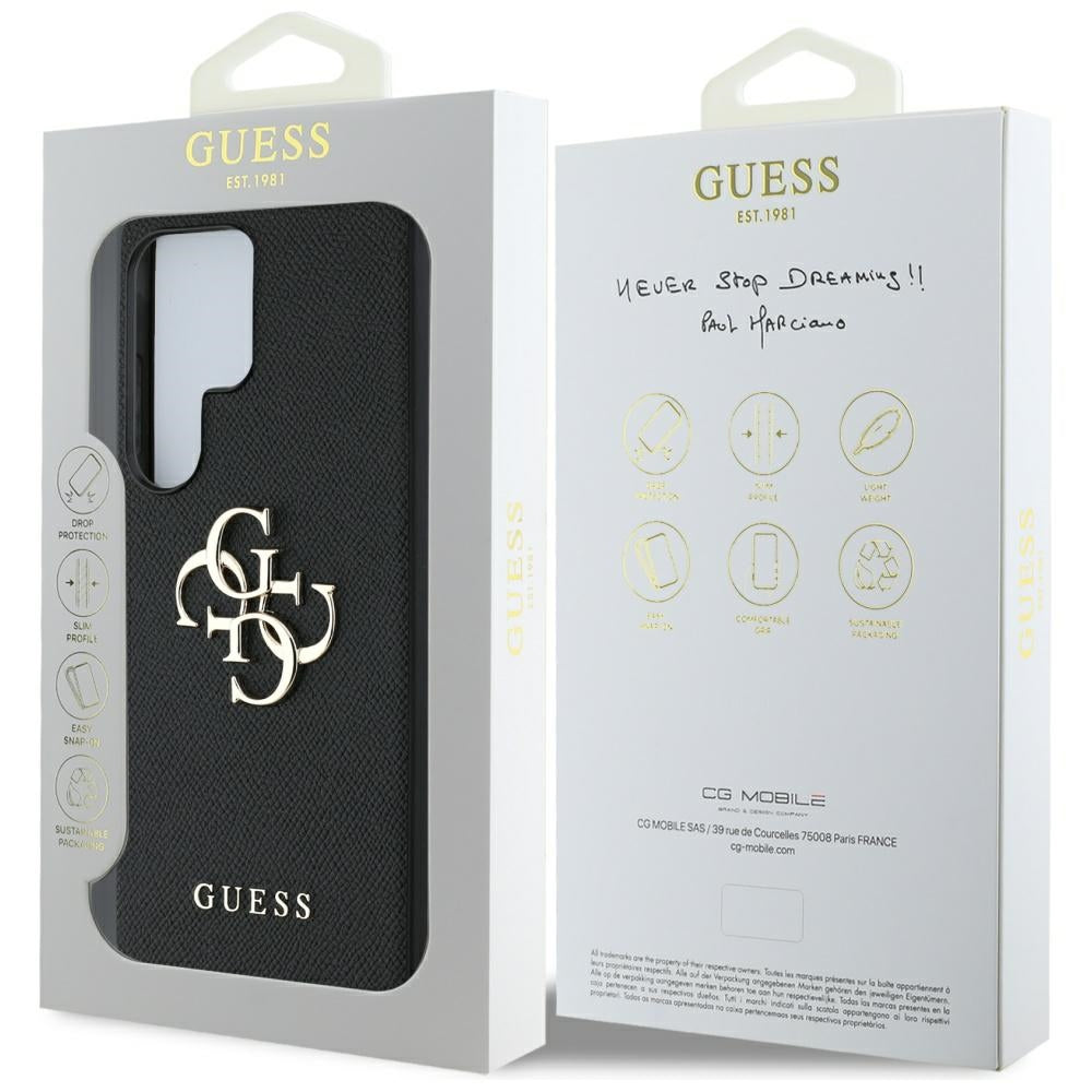 Suojakotelo Samsung Galaxy S25 Ultra S938:lle, Guess, 4G Grained Big and Classic Logo, Musta
