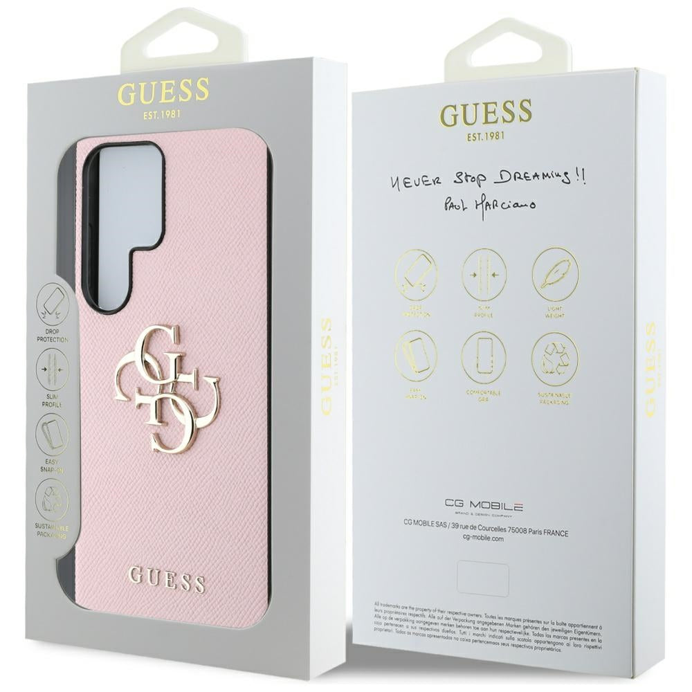 Suojakotelo Samsung Galaxy S25 Ultra S938:lle, Guess, 4G Grained Big and Classic Logo, Pinkki