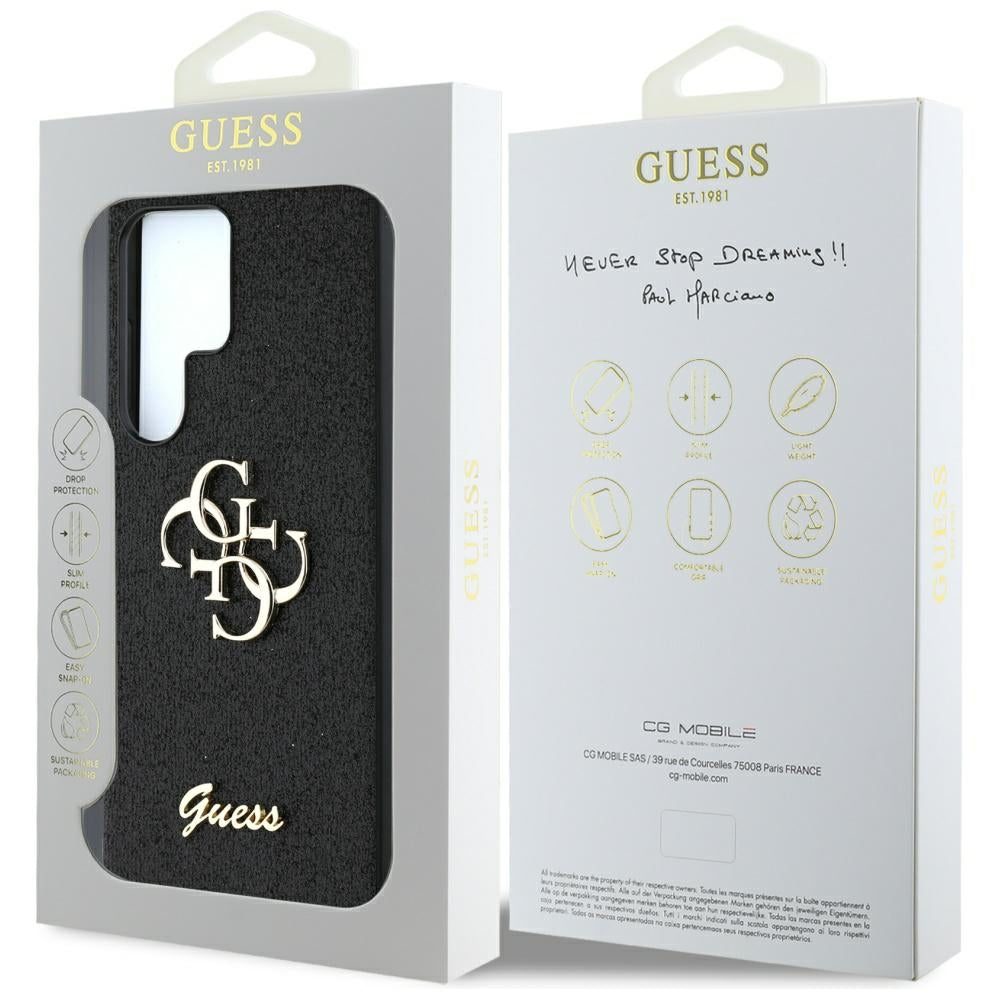 Suojakotelo Samsung Galaxy S25 Ultra S938:lle, Guess, Glitter Big 4G Script, Musta