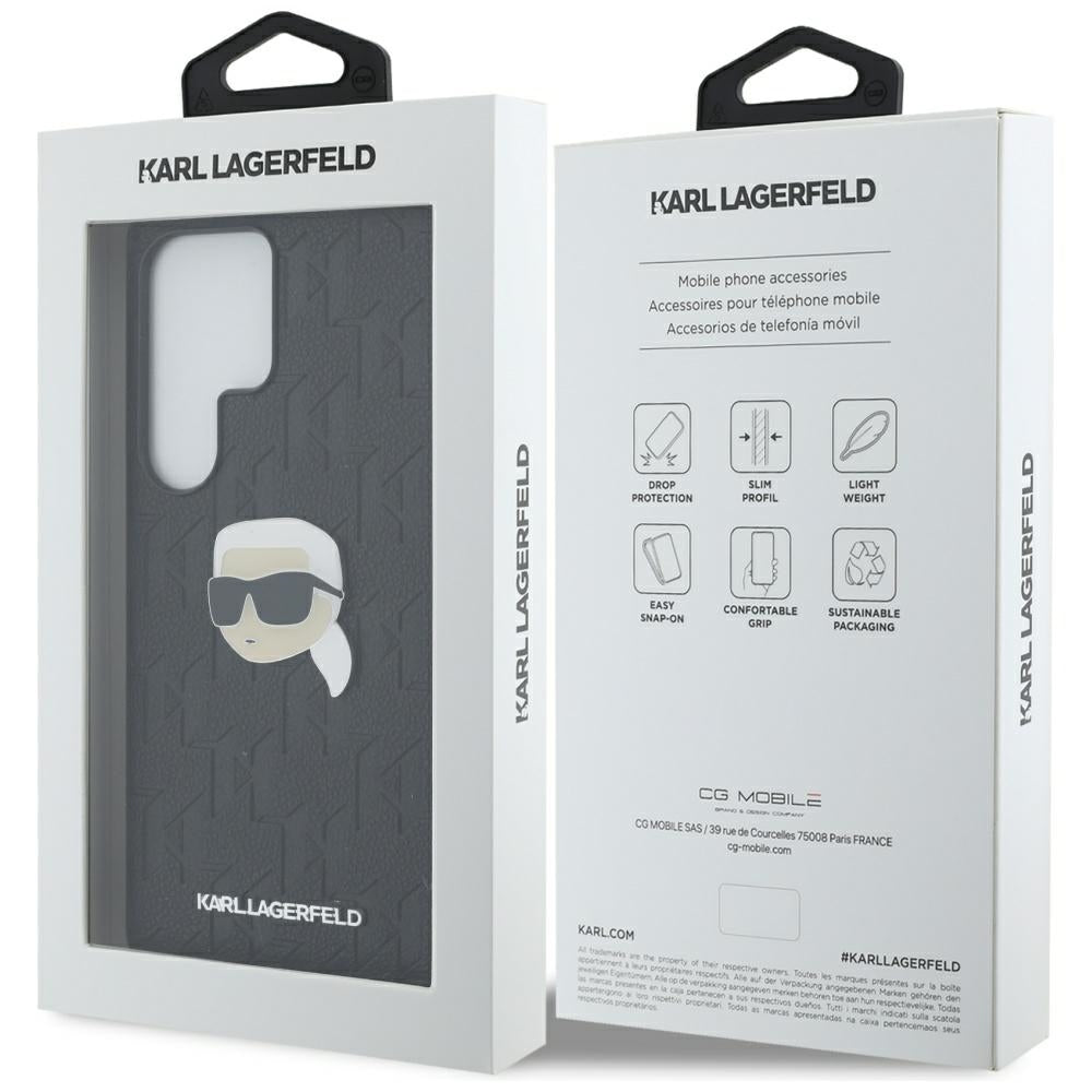 Kotelo Samsung Galaxy S25 Ultra S938:lle, Karl Lagerfeld, Monogram Karl's Head, Musta