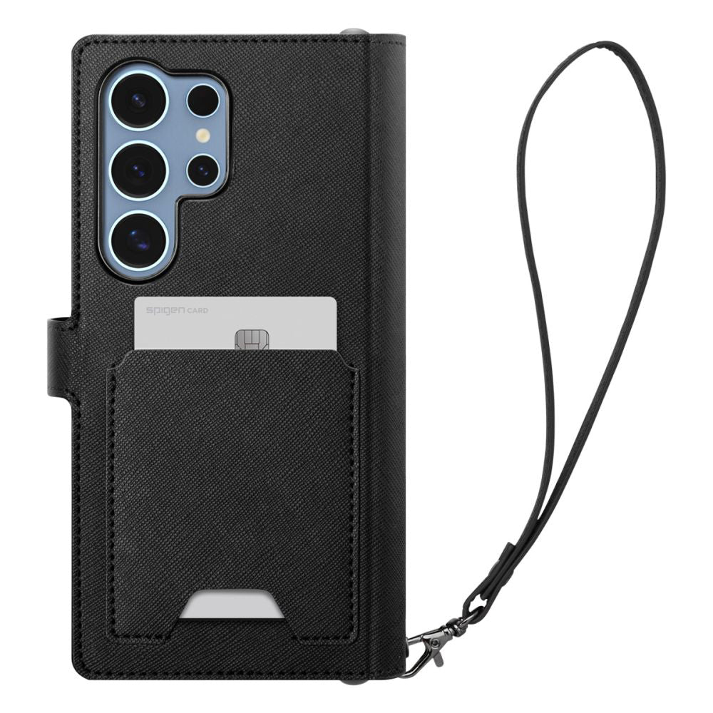 Kotelo Samsung Galaxy S25 Ultra S938:lle, Spigen, Wallet S, Musta ACS09124