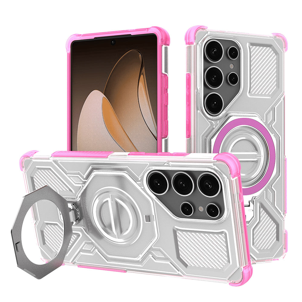 Kuori Samsung Galaxy S25 Ultra S938:lle, Techsuit, Carbon Shield Pro, Vaaleanpunainen