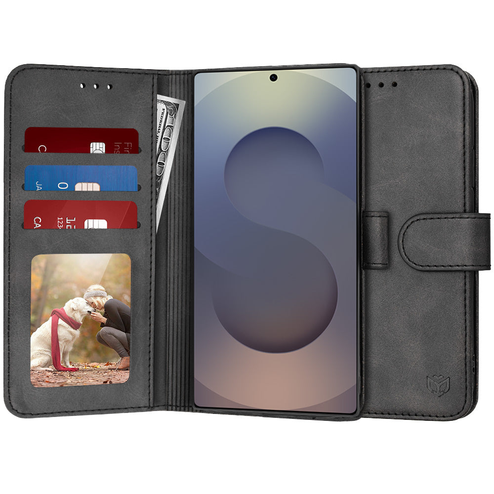 Kuori Samsung Galaxy S25 Ultra S938:lle, Techsuit, Diary Book, Musta