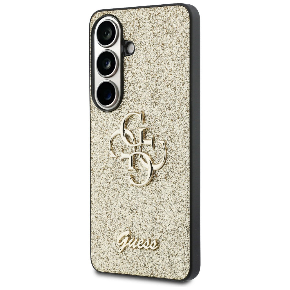 Case for Samsung Galaxy S26 S942, Guess, Fixed Glitter Big 4G Metal Frame, Gold