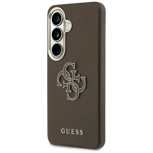 Kuori Samsung Galaxy S26 Plus S947:lle, Guess, 4G Karkeapintainen Iso ja Klassinen Logo, Ruskea