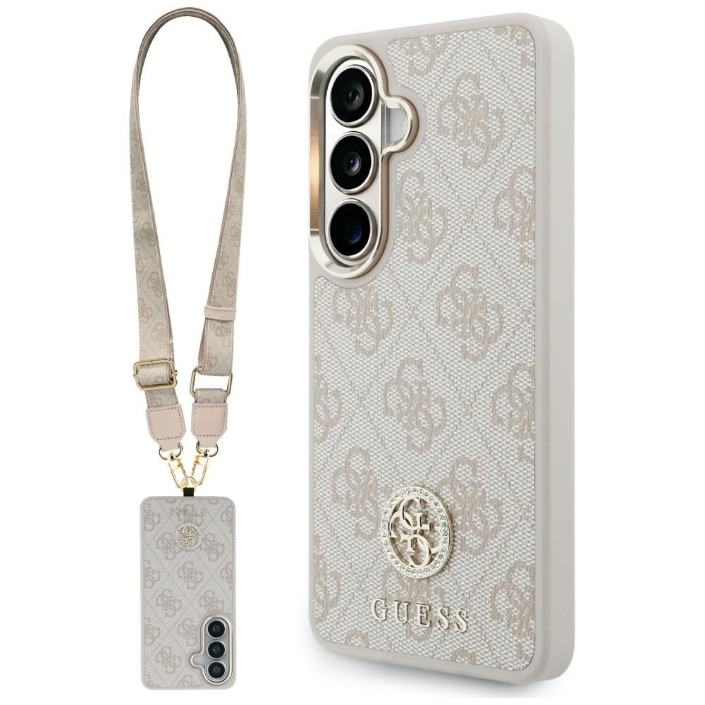 Suojakotelo Samsung Galaxy S26 S942:lle, GUESS, 4G Big Rhinestone Triangle Strap, Pinkki