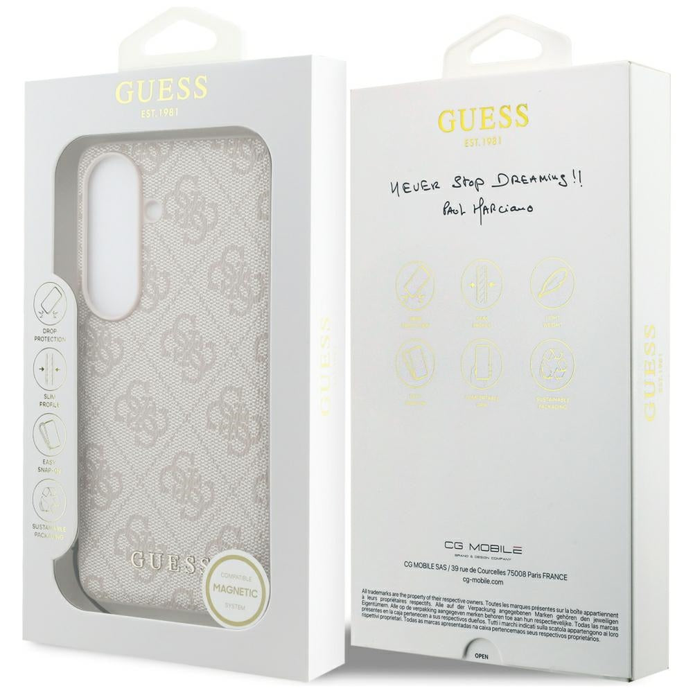 Suojakotelo Samsung Galaxy S26 S942:lle, Guess, 4G Classic Logo Charm, Pinkki