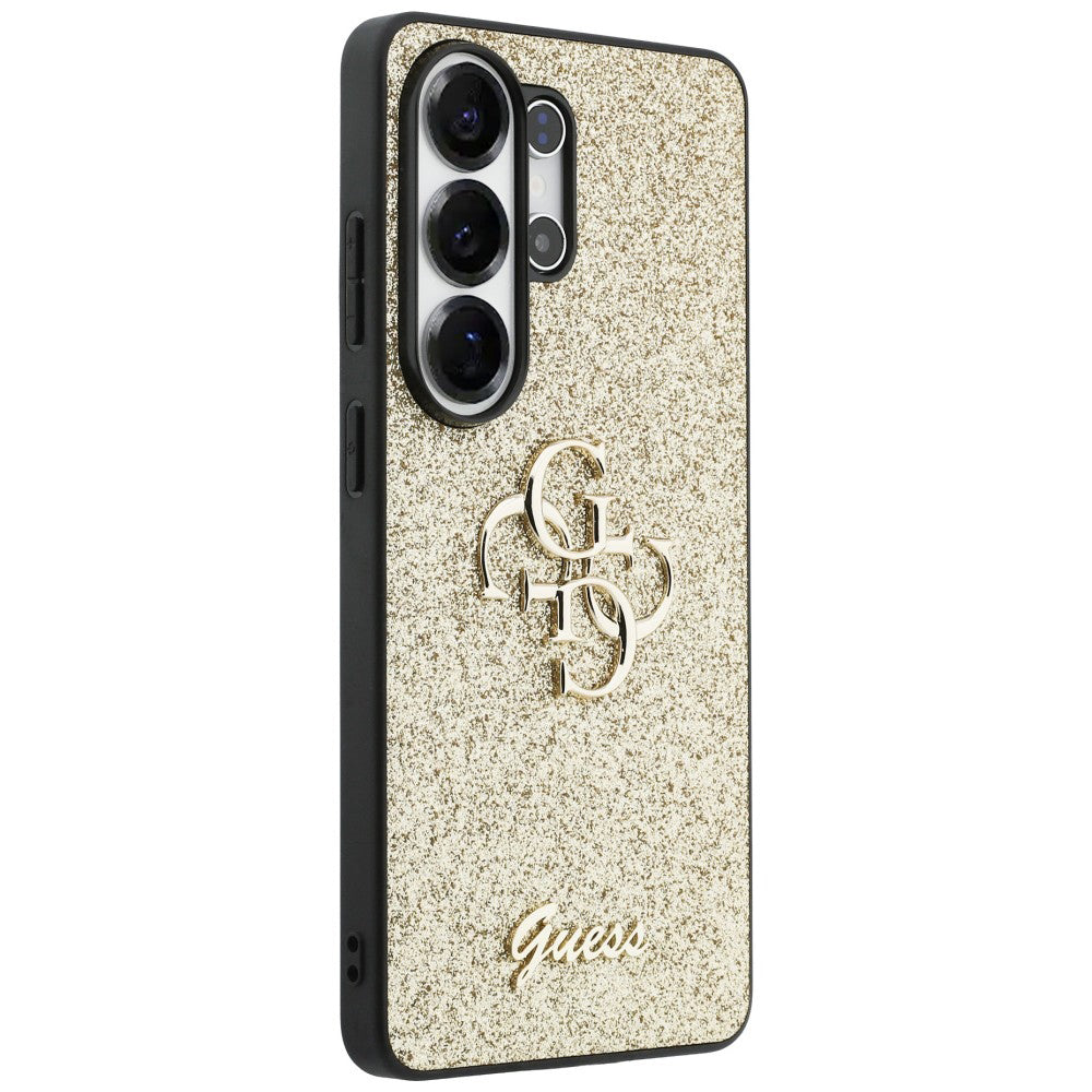 Kotelo Samsung Galaxy S26 Ultra S948:lle, Guess, Fixed Glitter Big 4G Metal Frame, Kultainen