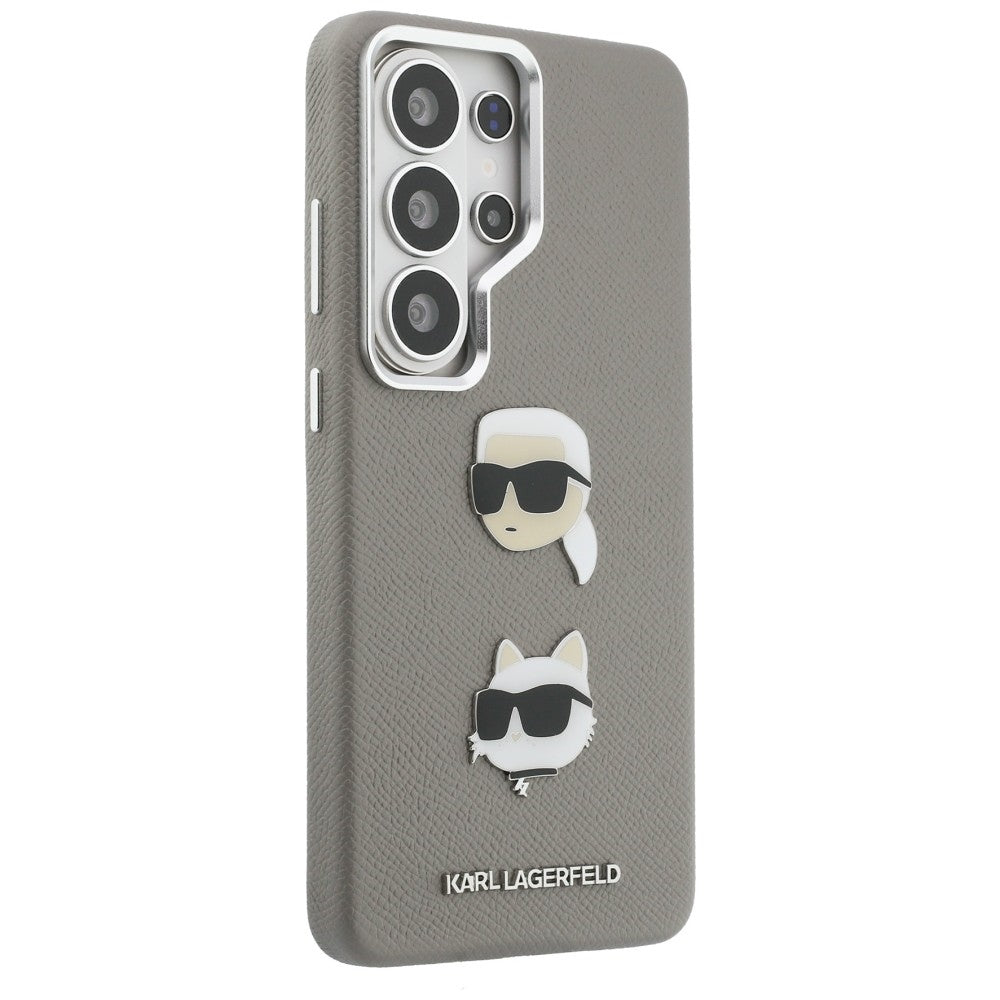Suojakotelo Samsung Galaxy S26 Ultra S948:lle, Karl Lagerfeld, Saffiano Karl & Choupette's Head Pin, Harmaa