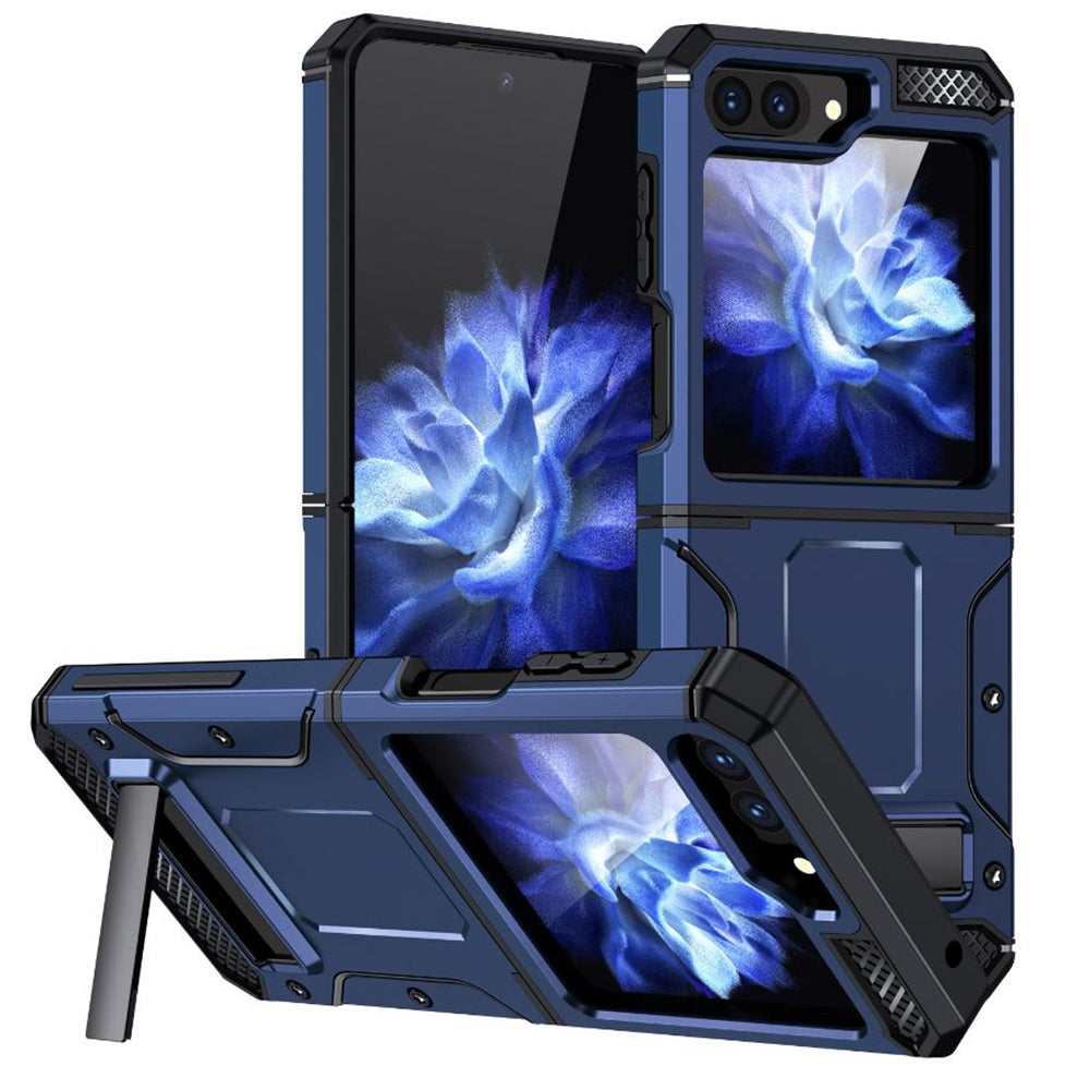Kotelo Samsung Galaxy Z Flip5 F731:lle, Techsuit, Hybrid Armor Kickstand, Sininen