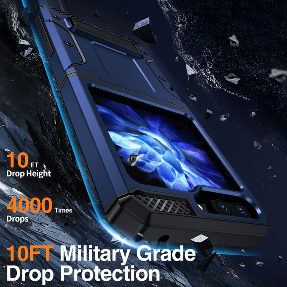 Kotelo Samsung Galaxy Z Flip5 F731:lle, Techsuit, Hybrid Armor Kickstand, Sininen
