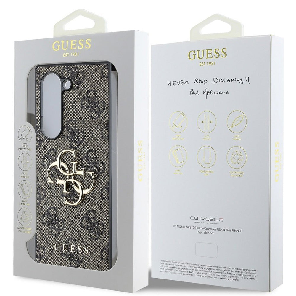 Suojakotelo Samsung Galaxy Z Fold6 F956, Guess, 4G Metal Logo, Ruskea