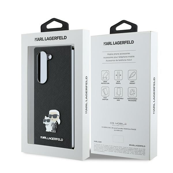 Suojakotelo Samsung Galaxy Z Fold6 F956:lle, Karl Lagerfeld, Saffiano Karl & Choupette Metal, Musta