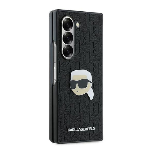 Kotelo Samsung Galaxy Z Fold6 F956:lle, Karl Lagerfeld, Saffiano Monogram Karl's Head Metal, Musta