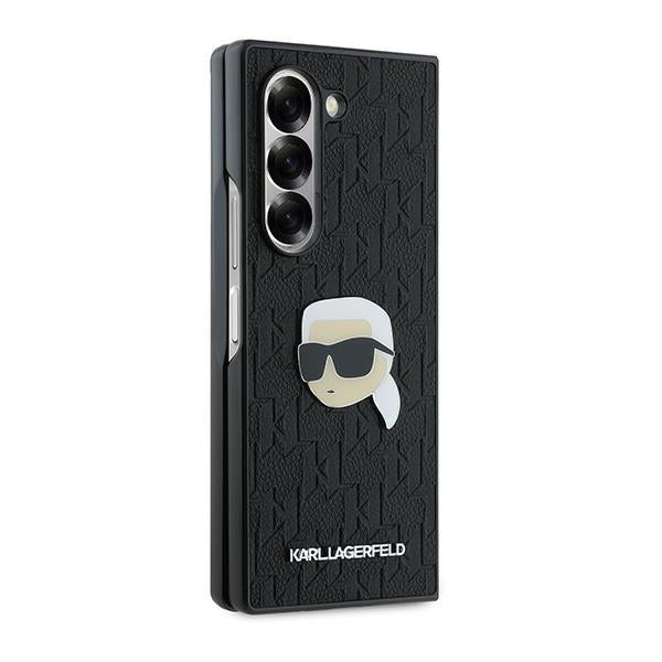 Kotelo Samsung Galaxy Z Fold6 F956:lle, Karl Lagerfeld, Saffiano Monogram Karl's Head Metal, Musta