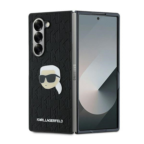 Kotelo Samsung Galaxy Z Fold6 F956:lle, Karl Lagerfeld, Saffiano Monogram Karl's Head Metal, Musta