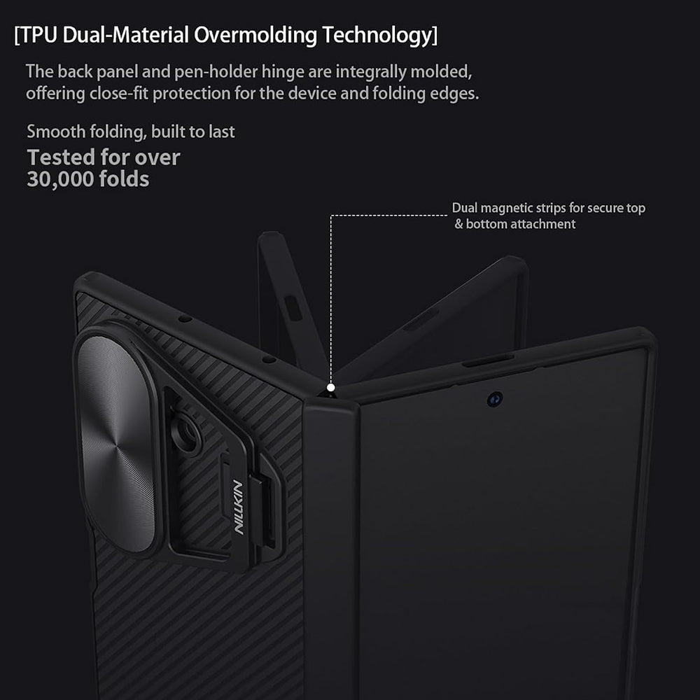 Kuori Samsung Galaxy Z Fold7 F966:lle, Nillkin, CamShield Prop metallilinssinsuojalla, musta