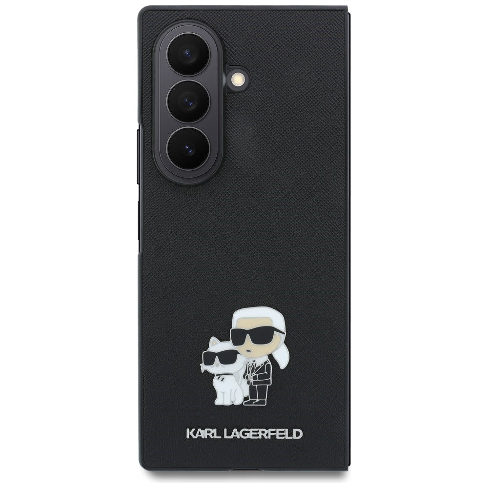 Kuori Samsung Galaxy Z Fold8 Ultra F976:lle, Karl Lagerfeld, Saffiano Karl & Choupette metallineula, musta
