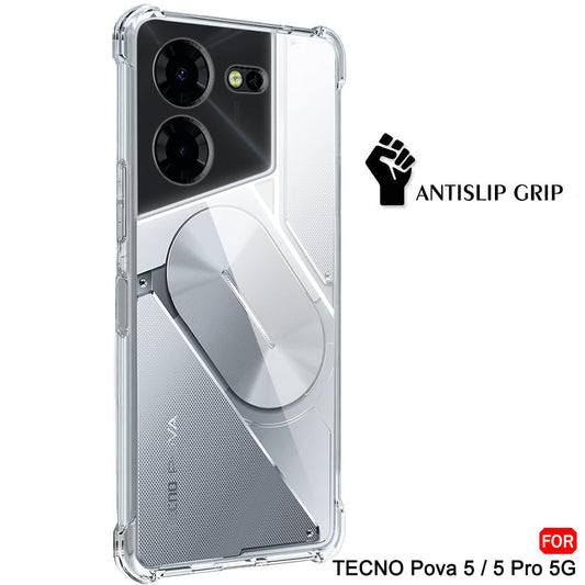 Kuori Tecno Pova 5 Pro:lle, Techsuit, Iskunkestävä Kirkas, Läpinäkyvä