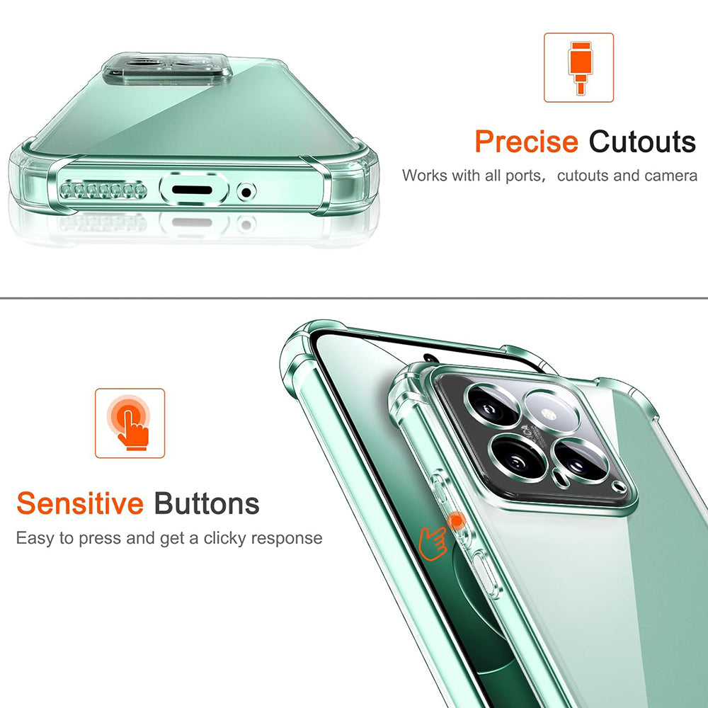 Suojakotelo Xiaomi 14 Prolle, Techsuit, Iskunkestävä Kirkas, Läpinäkyvä
