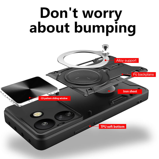 Kuori Xiaomi Poco C65 / Redmi 13C:lle, Techsuit, CamGuard Pro, Musta