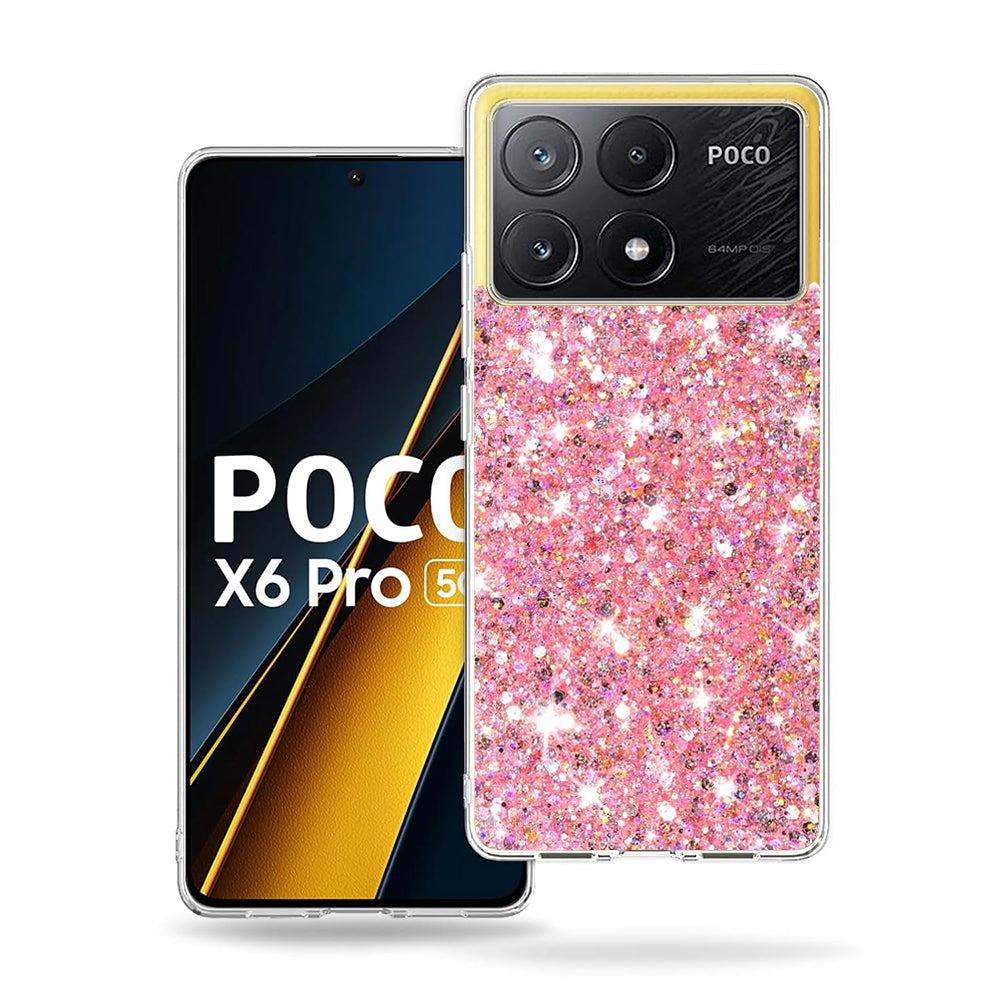 Kuori Xiaomi Poco X6 Pro:lle, Techsuit, Kimaltava Glitter, Vaaleanpunainen