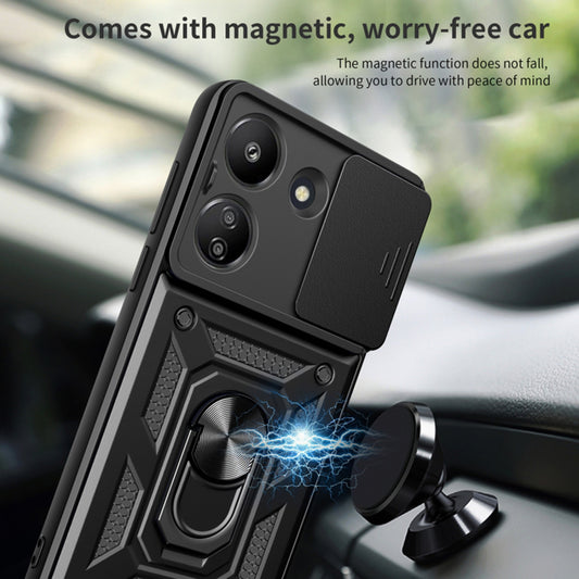 Kuori Xiaomi Redmi 13C 5G:lle, Techsuit, CamShield, Musta