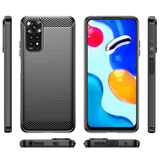 Kuori Xiaomi Redmi Note 11S / Note 11, Techsuit, Hiili, Musta