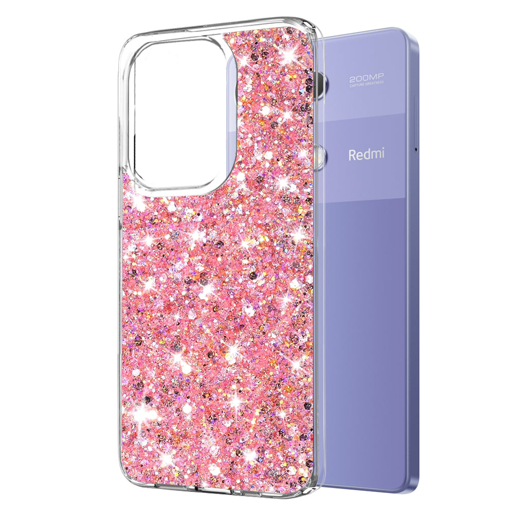 Kuori Xiaomi Redmi Note 13 Pro 4G / Poco M6 Pro 4G:lle, Techsuit, Kimaltava Glitter, Vaaleanpunainen