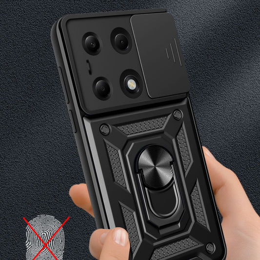 Kuori Xiaomi Redmi Note 14S / Note 13 Pro 4G / Poco M6 Pro 4G:lle, Techsuit, CamShield, Musta