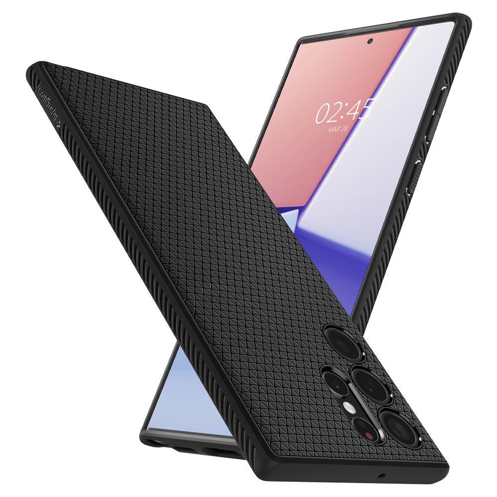Kotelo Samsung Galaxy S22 Ultra 5G S908, Spigen, Liquid Air Matte, musta ACS03915
