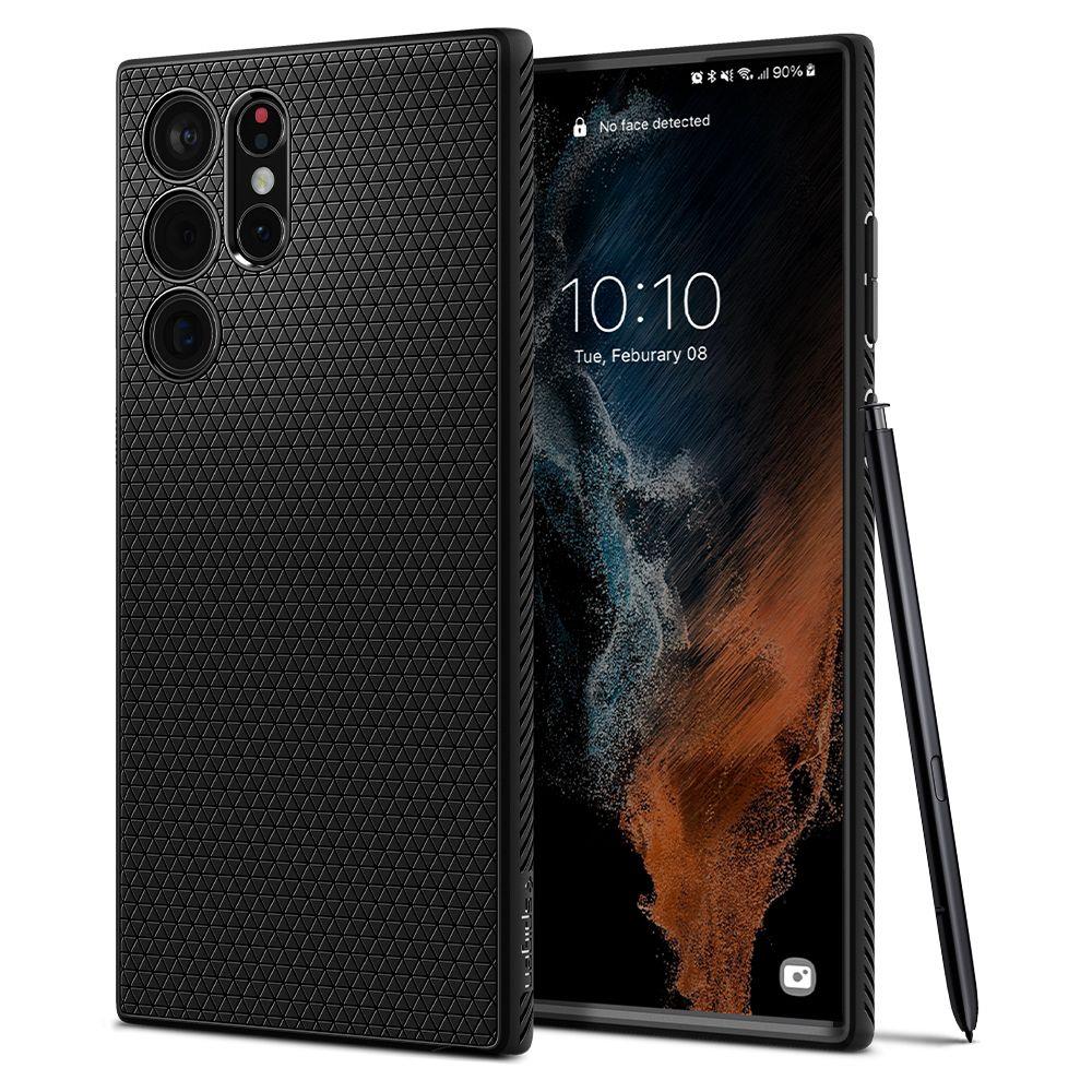 Kotelo Samsung Galaxy S22 Ultra 5G S908, Spigen, Liquid Air Matte, musta ACS03915