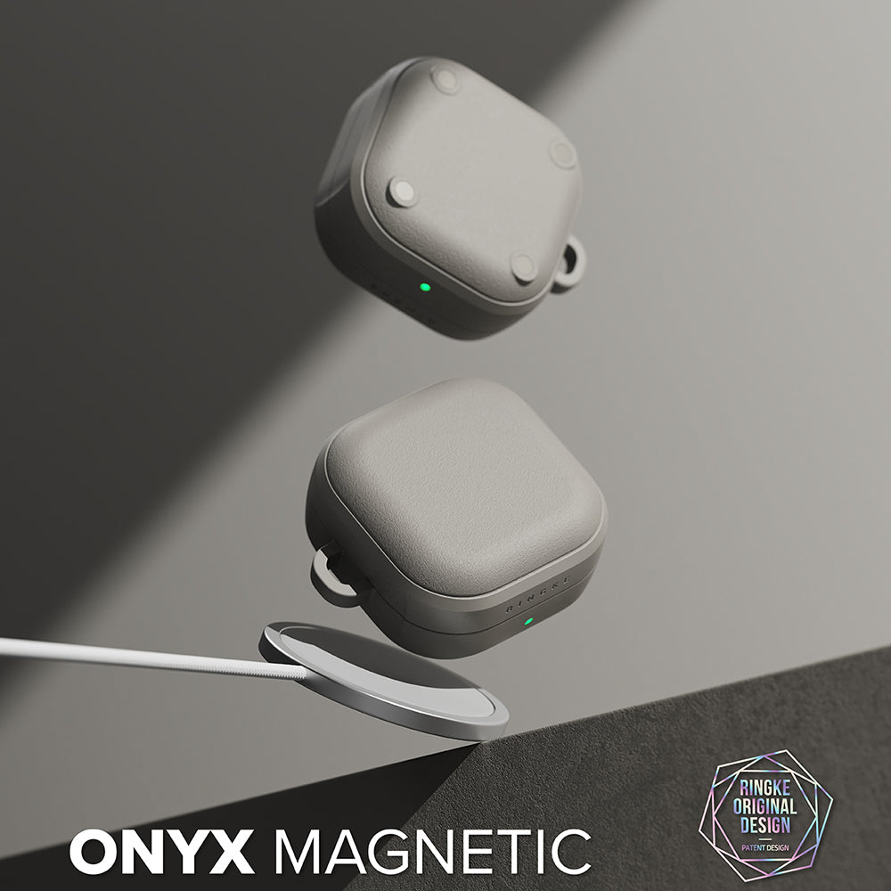 Ringke Onyx Magnetic -suojakotelo Samsung Galaxy Buds4 / Buds4 Prolle, Harmaa