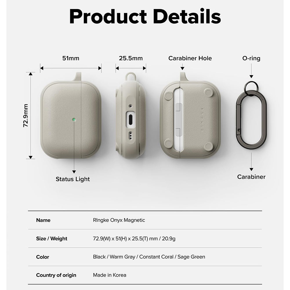 Ringke Onyx Magneettinen suojakuori Apple AirPods Pro 3:lle, Harmaa