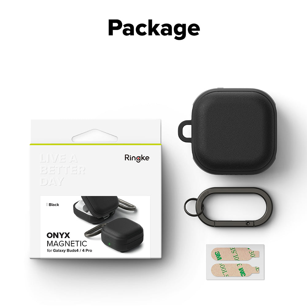 Ringke Onyx Magnetic -kotelo Samsung Galaxy Buds4 / Buds4 Prolle, Musta