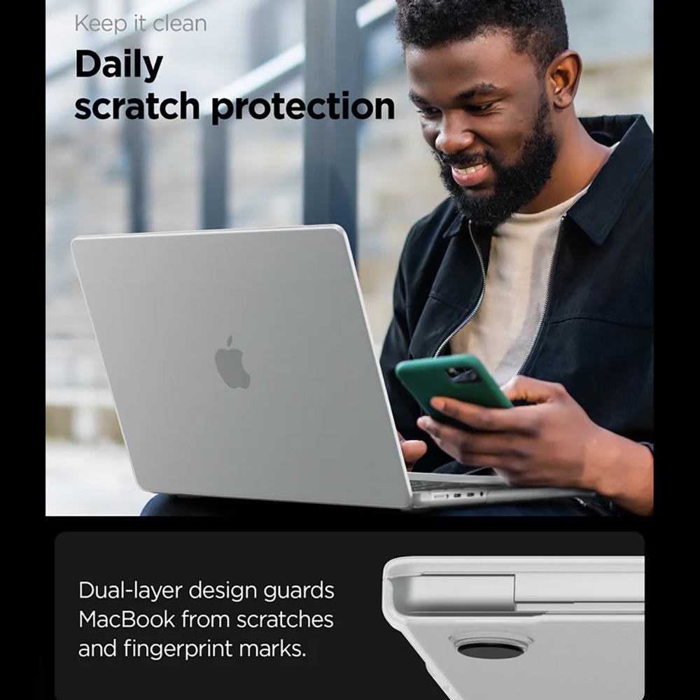 Spigen Airskin -kotelo Apple MacBook Pro 16 tuumaa (2026) / (2024) / (2023) / (2021), läpikuultava satiini ACS11526