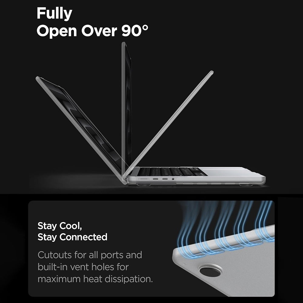 Spigen Airskin -kotelo Apple MacBook Pro 16 tuumaa (2026) / (2024) / (2023) / (2021), läpikuultava satiini ACS11526
